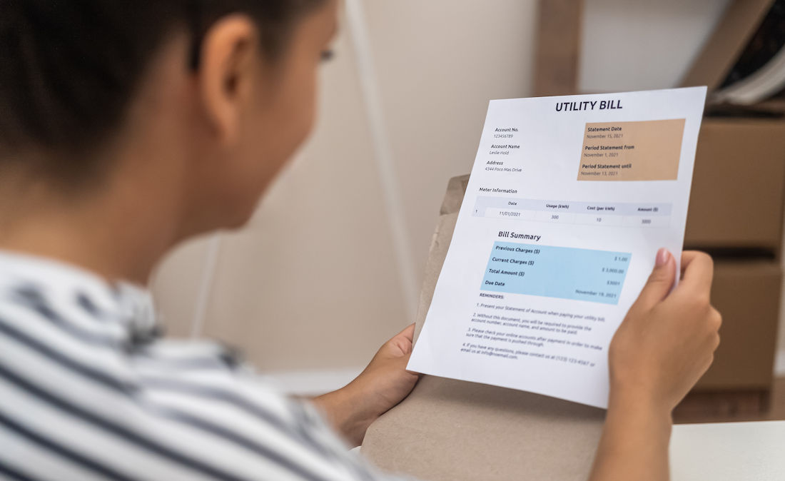 looking at utility bill